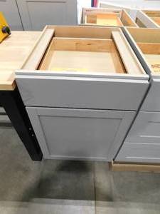 lot 211 image: Hampton Bay Courtland 21 in. W x 24 in. D x 34.5 in. H Assembled Shaker Base Kitchen Cabinet in Sterling Gray
