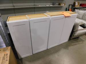 lot 214 image: 3 - Satin White Kitchen Cabinet Lot