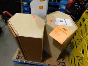 lot 240 image: 2 - Hampton Bay Hampton 24 in. W x 12 in. D x 30 in. H Assembled Diagonal Corner Wall Kitchen Cabinet in Medium Oak