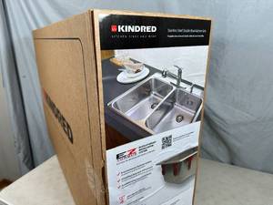lot 7 image: Brand New Kindred Stainless Steel Double Bowl Sink