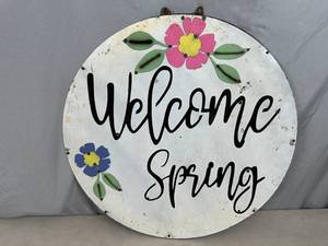 lot 16 image: Recycled Metal Sign - Welcome Spring