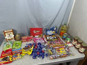 lot 51 image: Large Assortment of New Candy & Food- Haribo, Chocolate Covered Cherries, Turtles, Tootsie Pops, and More