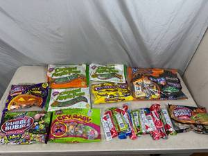 lot 61 image: Assorted Candy, Bubblegum, Caramel Apple Pops, Airheads, Dots, Junior Mints, and More
