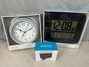lot 119 image: 3 New Clocks - 1 with Weather Info