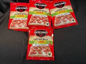 lot 48 image: S1 - Set of 4 Jack Links Jalapeo Chicken Bites 3.25 oz Bags