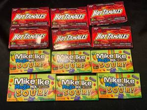 V1 - Set of 11 Hot Tamales and Mike and Ike Mega Mix Sour Candy Boxes