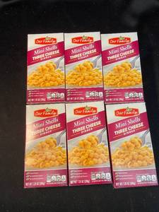 lot 186 image: Z1 - Lot of 6 Our Family Mini Shells Three Cheese Dinner 7.25 oz