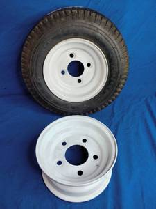 lot 28 image: 8in. Bias-Ply Trailer Tire and Wheel Assembly, 16.5 x 4.80 x 8, 4-Hole