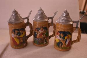 lot 42 image: 3 Vintage Beer Steins