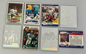 lot 7 image: Misc. NFL Football Cards Including Walter Payton & More (JIM KELLY ERROR CARD NO PHOTO ON FRONT)