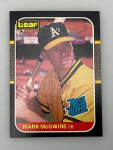 lot 21 image: 1986 LEAF # 46 Mark McGwire Rated Rookie Card