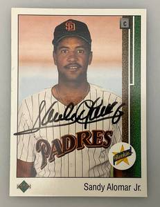 lot 38 image: 1989 Upper Deck Autographed Sandy Alomar Jr. Rookie Card