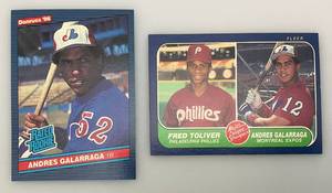 lot 41 image: 1985 Donruss # 33 Rated Rookie Andres Galarraga Rookie Card & 1986 Fleer 647 Card