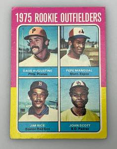 lot 61 image: 1975 Topps Mini # 616 ROOKIE Outfielders Jim Rice RC Rookie Card