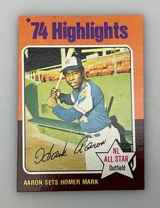 lot 65 image: 1975 Topps # 1 Hank Aaron NL All-Star Baseball Card