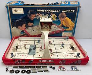 1970's SEARS Brand Professional Hockey Table Top Game In Original Box (Missing Some Pieces) Box Beat Up