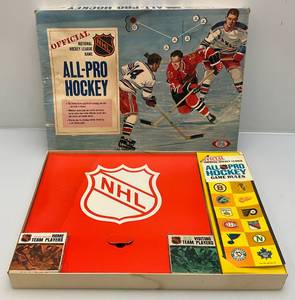 lot 85 image: 1969 Ideal NHL All Pro Hockey Boardgame In Original Box (Box Beat Up A Little & Missing Red Puck & Game Board)