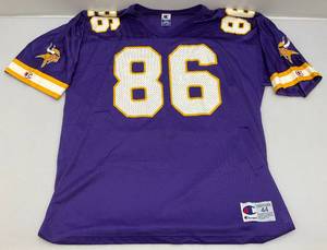 lot 111 image: Vintage Champion Brand Minnesota Vikings Football Jersey # 86 REED Size L