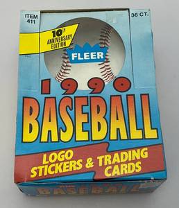 lot 136 image: 1990 Fleer Baseball Cards Logo Stickers & Trading Cards (New Old Stock)