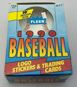 lot 142 image: 1990 Fleer Baseball Cards Logo Stickers & Trading Cards (New Old Stock)