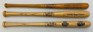 lot 145 image: Misc. Miniature Collectible Louisville Slugger Bats With Misc. Advertisement Including Minnesota Twins & More
