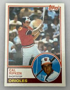 lot 172 image: 1983 Topps # 163 Cal Ripken Baseball Card (In Protective Sleeve)