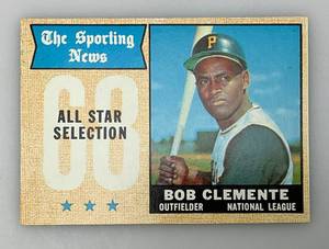 lot 173 image: 1968 Topps # 374 Bob Clemente Baseball Card (In Protective Sleeve)