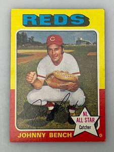 lot 174 image: 1975 Topps # 260 Johnny Bench Baseball Card (In Protective Sleeve)