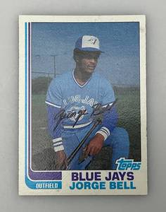 lot 177 image: 1982 Topps # 254 Jorge Bell Baseball Card (In Protective Sleeve)