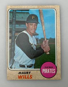 lot 179 image: 1968 Topps # 175 Maury Wills Baseball Card (In Protective Sleeve)