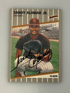 lot 181 image: 1989 Fleer # 300 Sandy Alomar Jr. Autographed Baseball Card (In Protective Sleeve)