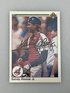 lot 191 image: 1990 Upperdeck # 756 Sandy Alomar Jr. Autographed Baseball Card (In Protective Sleeve)