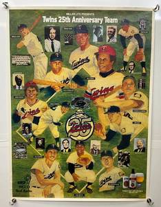 lot 249 image: 1986 25th Anniversary team Miller Lite Minnesota Twins Poster 20 x 26 12
