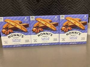 Nonni's Bakery Turtle Pecan Biscotti - Set of 3 Boxes, 8 Individually Wrapped Pieces in each box