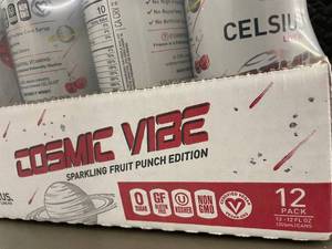 lot 28 image: Celsius Cosmic Vibe Sparkling Fruit Punch Edition 12 Pack