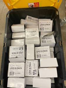 lot 15 image: Collection of Sky Shelves Leg Packs in Various Sizes and Colors with Tote and Lid