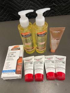 Lot of Skin Care Products Including Cleansing Oils, Lotions, and Serums