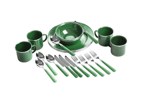 lot 240 image: Stansport Deluxe 24-Piece Enamel Tableware Set