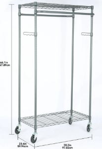lot 361 image: Better Homes & Gardens Double Hanging Garment Rack, 38.2Wx 23.6Dx 66.1H in, Gunmetal Finish, Gray