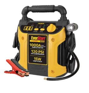 lot 490 image: EverStart Maxx 1000 Peak Amp Jump Starter with 120 PSI Compressor, Pivoting LED Light, 3X USB Ports
