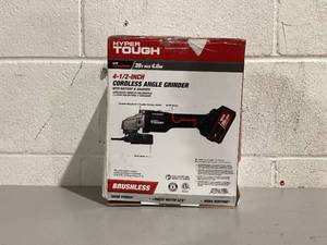 lot 487 image: Hyper Tough 20V Max Brushless 4.5-inch Cordless Angle Grinder with 4.0Ah Lithium-Ion Battery and Charger