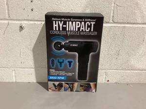 lot 510 image: HY-IMPACT Deep Tissue Cordless Muscle Massager with Four Interchangeable Massaging Heads