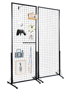 lot 614 image: VEVOR 2 x 5.6 Grid Wall Panels Tower, 2 Packs Wire Gridwall Display Racks with T-Base Floorstanding