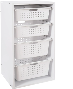lot 629 image: Your Zone Kids Sliding Bin Organizer with 4 Storage Bins, White