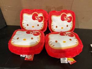 lot 394 image: LOT OF 4 Hello Kitty Bedding Plush Pillows