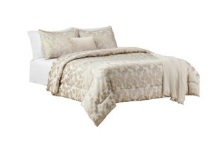 lot 389 image: Mainstays 5-Piece Gold Floral Comforter Set, King