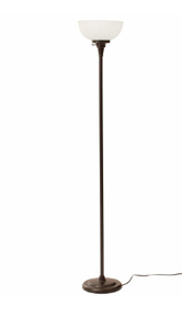 lot 398 image: Better Homes & Gardens 71 New Ribbed Frosted Glass Oil Rubbed Bronze Floor Lamp, Modern Styling