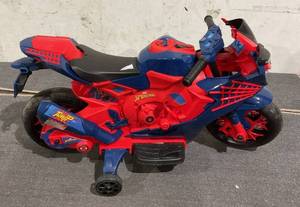 lot 449 image: 6V Spiderman Motorcycle, Battery Ride on Toy, for Kids, Ages 3