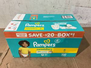 lot 330 image: Pampers Swaddlers Diapers - Size 6, 100 Count, Ultra Absorbent and Soft Disposable Baby Diapers