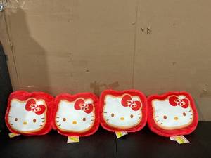 lot 422 image: LOT OF 4 Hello Kitty Bedding Plush Pillows